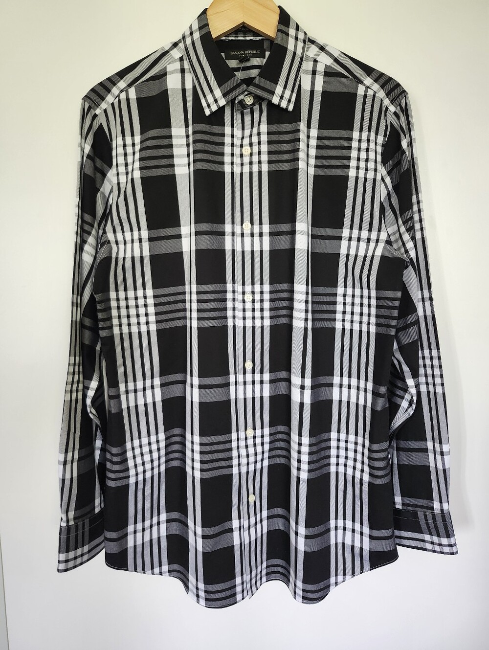 BANANA REPUBLIC Men's‎ Size Large Non-Iron Cotton Plaid Button Up Shirt NWT